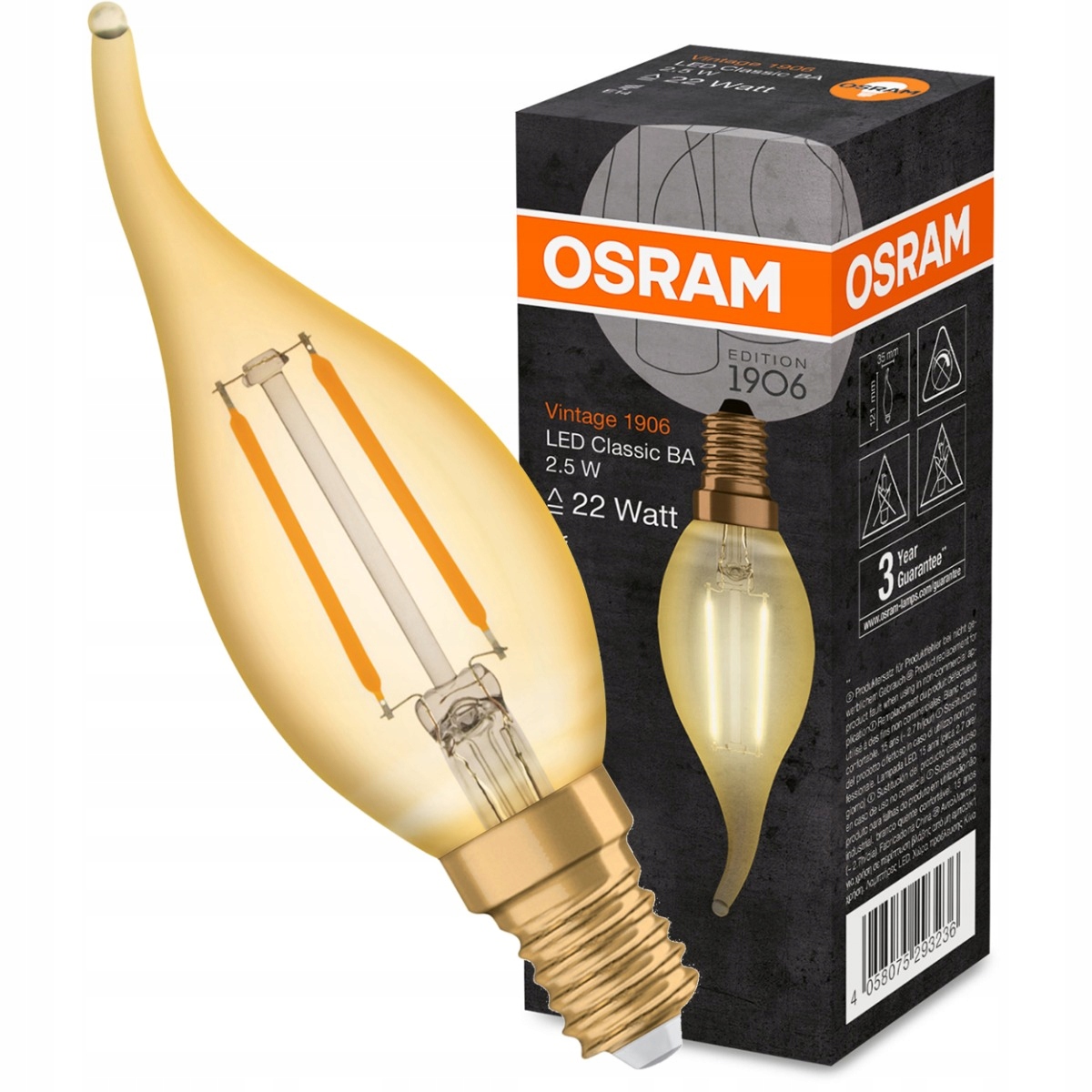 

Żarówka Led E14 Płomyk 2,5W 22W Ozdobna Osram