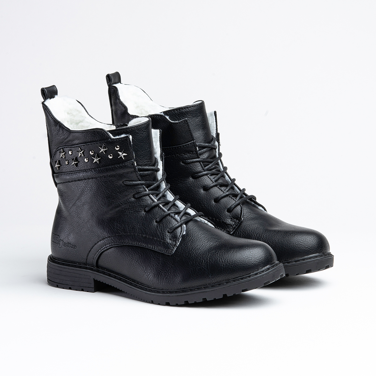 Trzewiki dziewczęce botki OCIEPLANE kożuszkiem modne SUWAK czarne Wojtyłko Kod producenta 21019