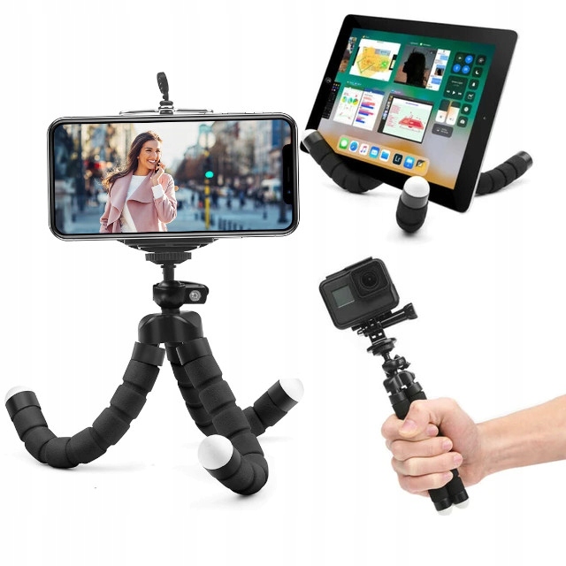 Tripod elastyczny statyw i uchwyt na telefon czarny Stojak do telefonu