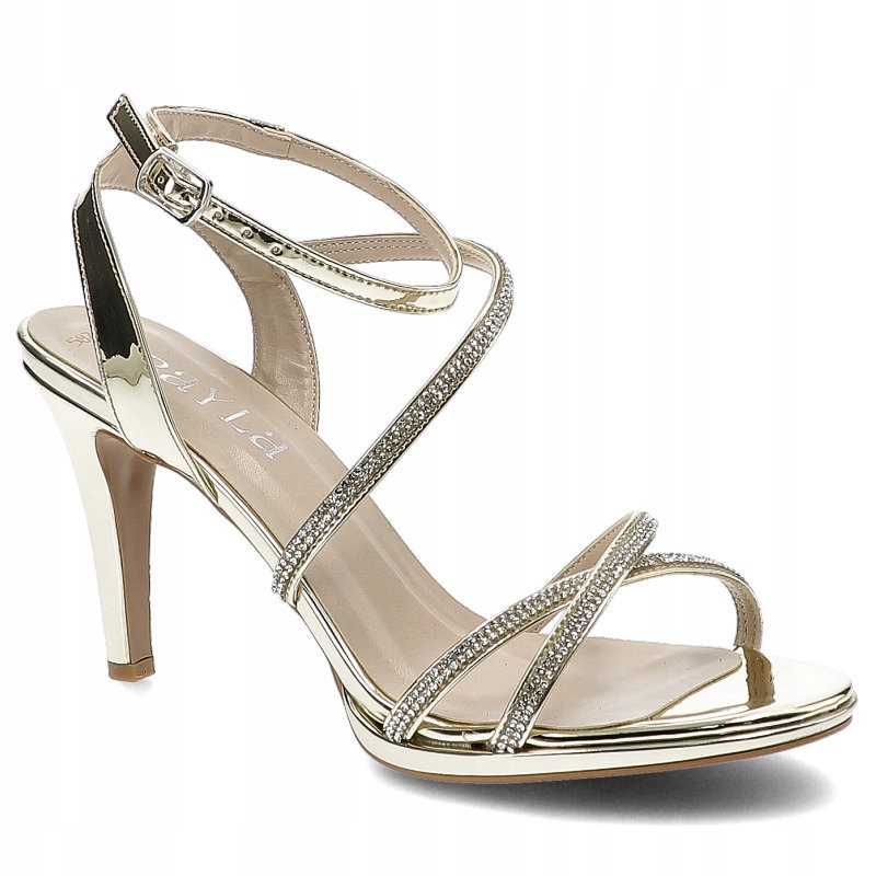 

Złote Sandały Bayla Eleganckie Buty Na Obcasie
