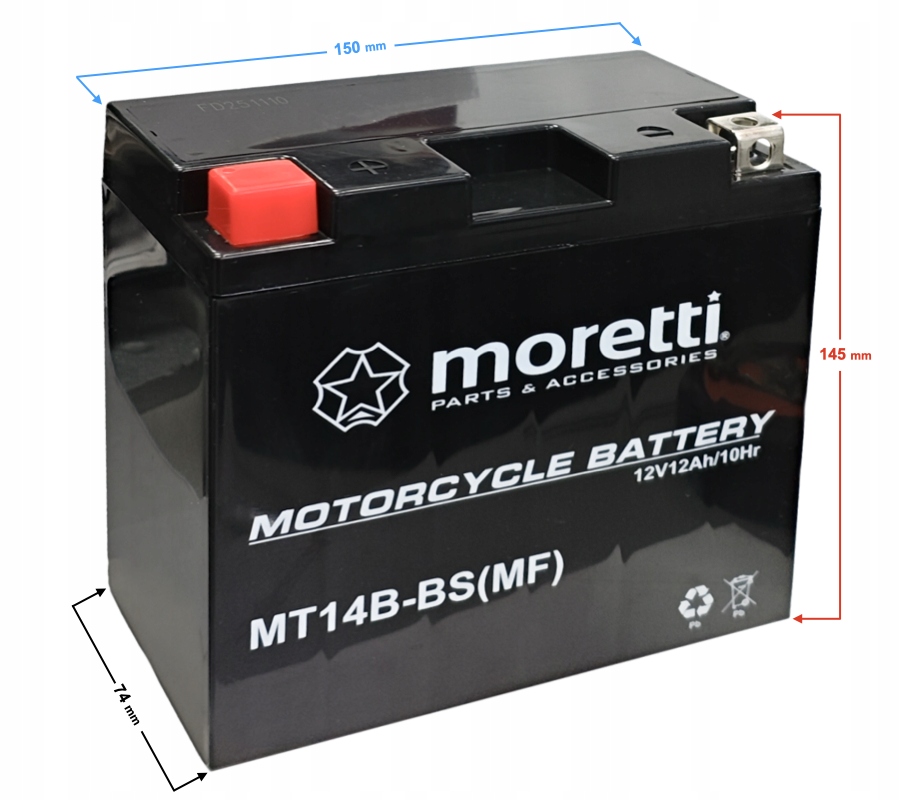 Akumulátor Pro Motocyklový Skútr Quad Cross Motoru 12V 12AH Gelový