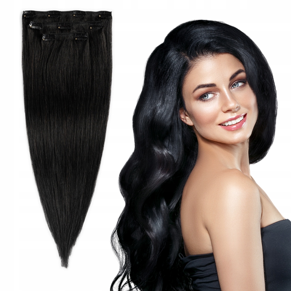 Příchytky Clip In On s přírodními vlasy na sponkách 50 55 cm 6 pásků Cameron