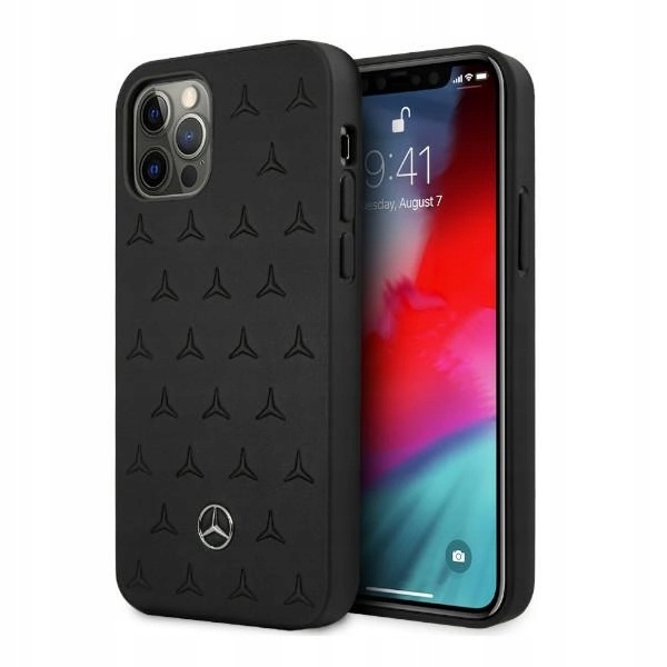 Kožený Pouzdro Mercedes s hvězdným vzorem pro iPhone 12 Pro Max černý