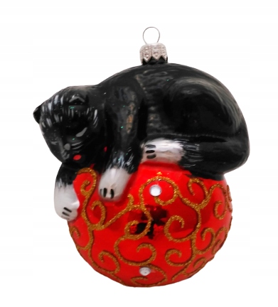 

Bombki Choinkowe Szklane Kot na kłębku11x10cm