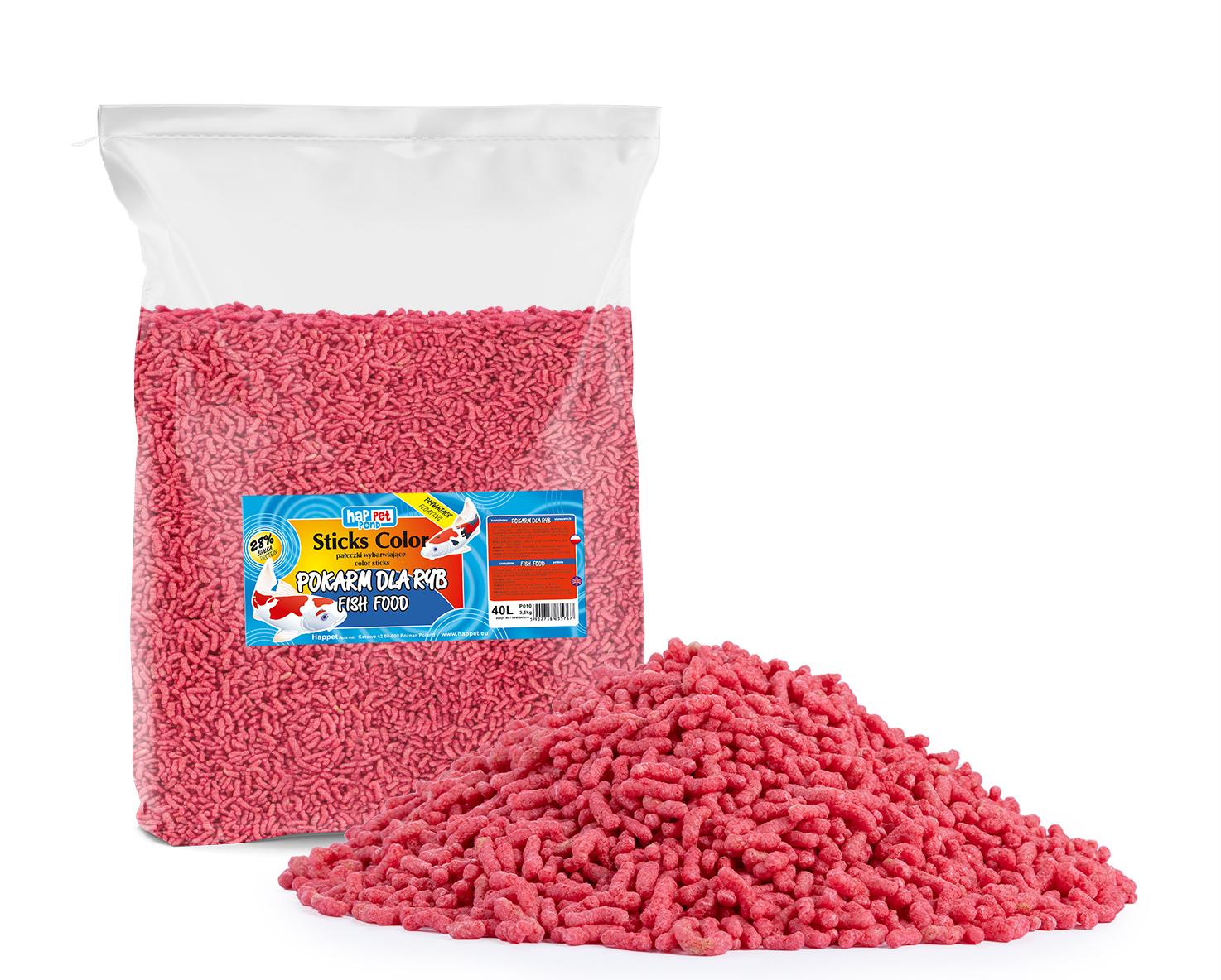 Krmivo pro ryby 40 L – červené vybarvovací tyčinky, sáček