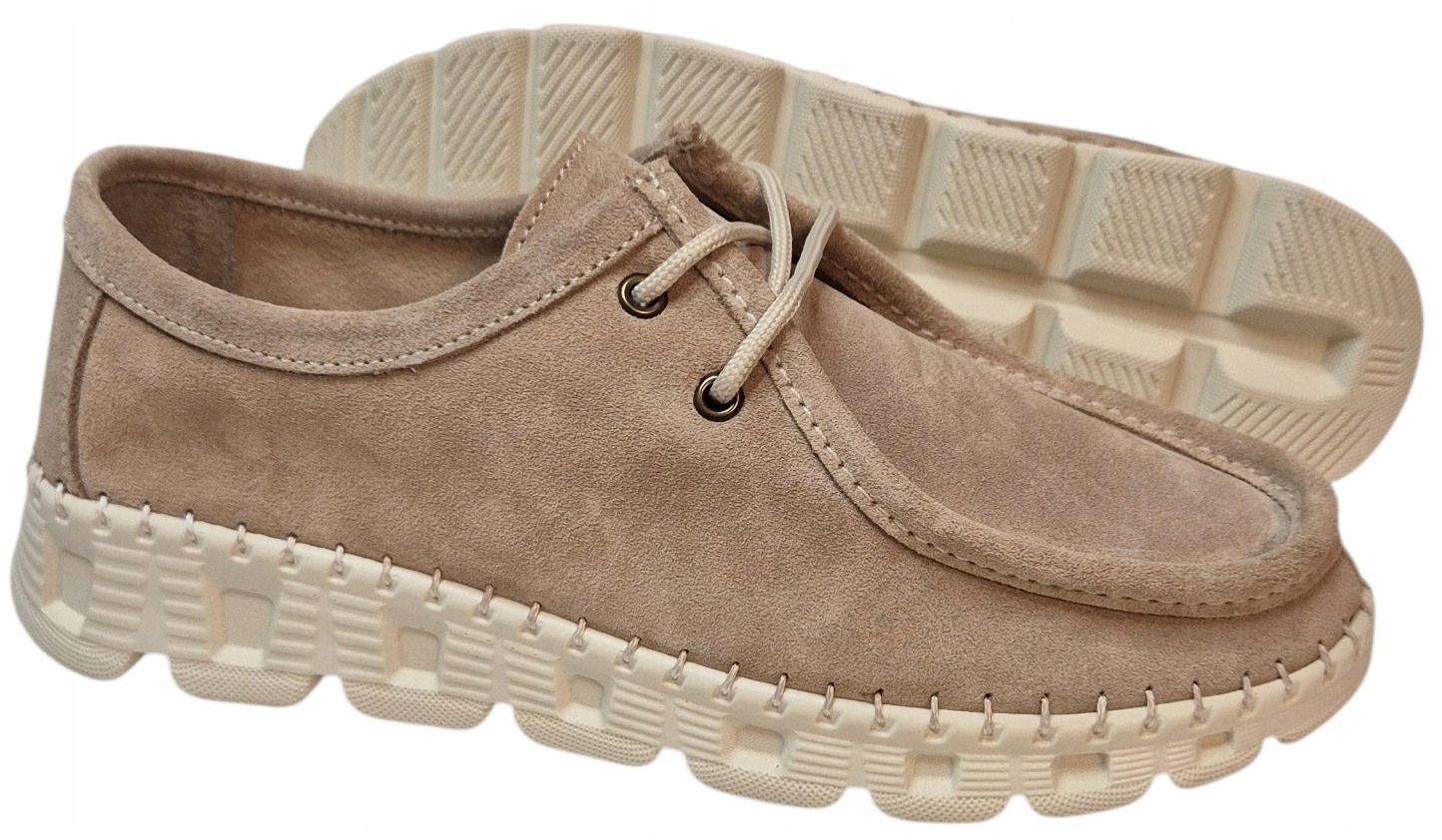 Modo 25080 Polobotky Béžové lehké/svázaná semišová kůže vel.38