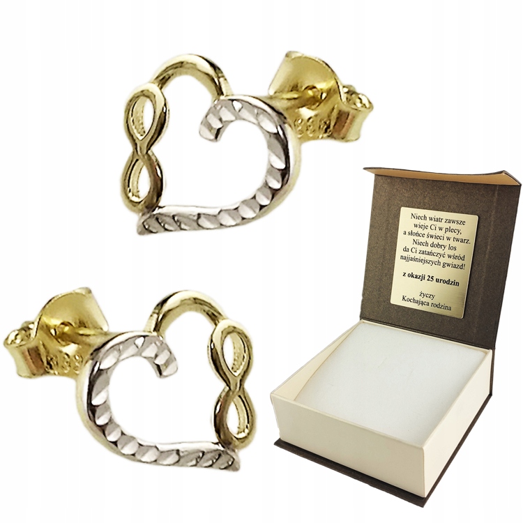 

Złote Kolczyki Serca Infinity Nieskończoność 333