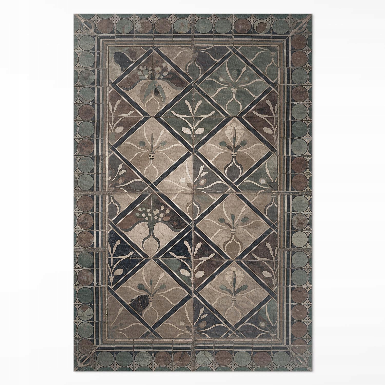 Pvc koberec do kuchyne Elegantná geometria na vintage dlaždiciach Veľký 140 x 210 cm