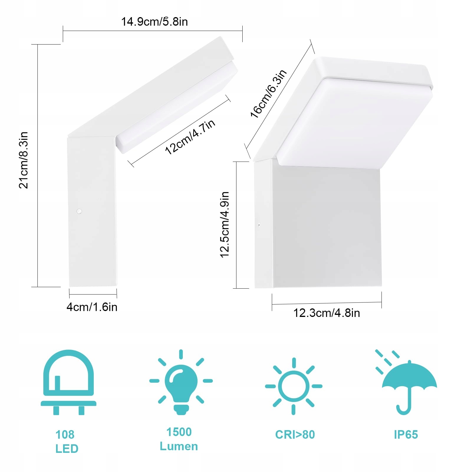 KLIGHTEN 24W LED Lampa Ścienna Zewnętrzna Wodoodporna IP65 1500 Lumenów — miniatura 5