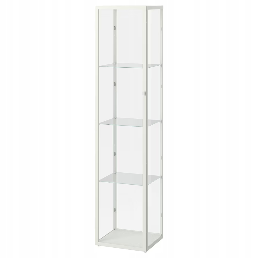 IKEA BLALIDEN / STRIMSAV Skrinka sklenené dvere s osvetlením, biela