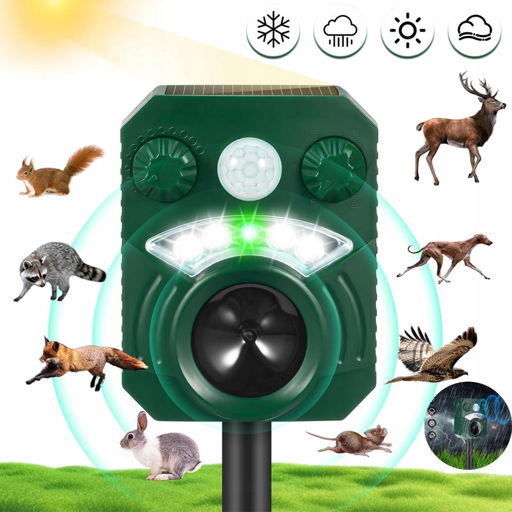Ultradźwiękowy Odstraszacz Psów Kotów Kun Lisów Dzików Saren Jeleni No Pest