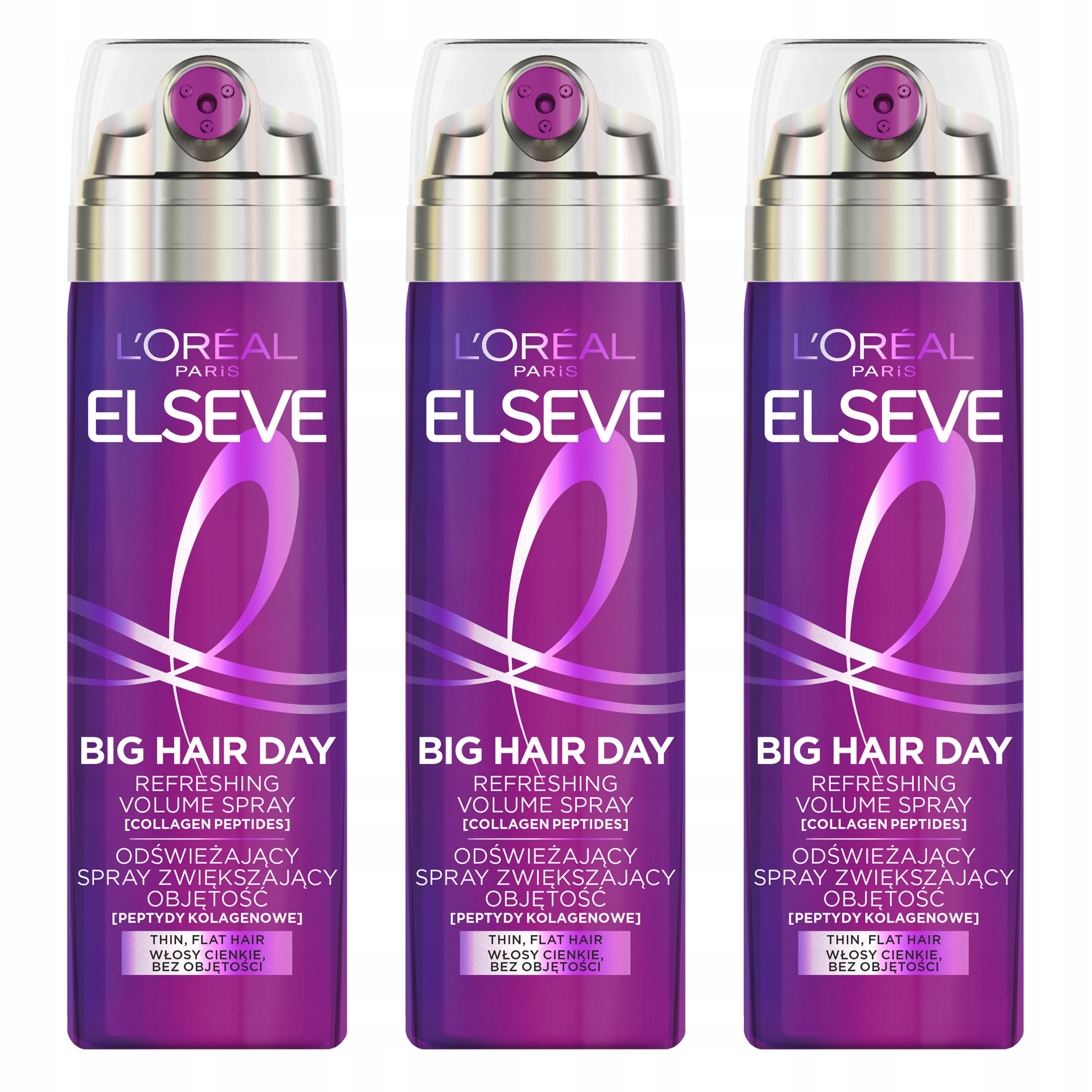 Zestaw 3x L'Oréal Elseve Collagen Lifter Spray Zwiększający Objętość Włosów