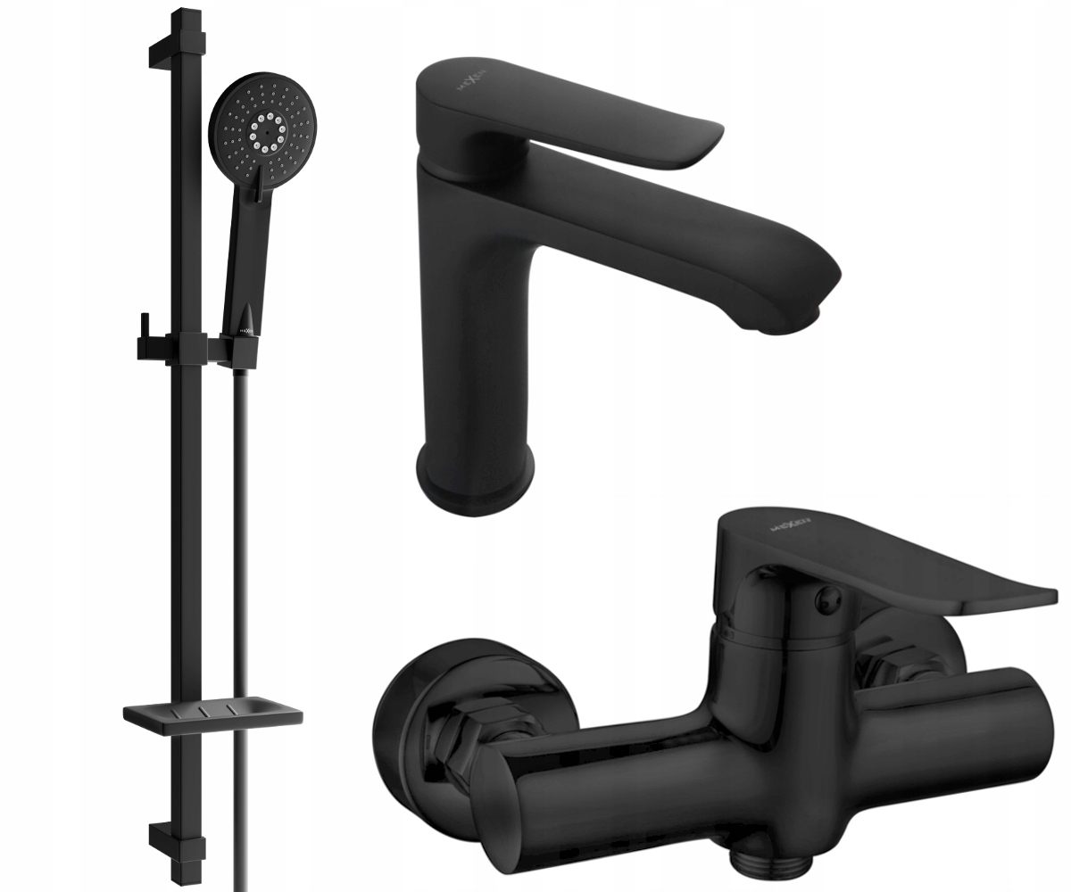 Mexen Pecos DQ40 černá sprchová souprava s 3-funkční hlavicí