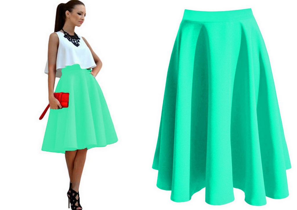 SPÓDNICA CZARNA z KOŁA MIDI ROZKLOSZOWANA 38 M Kolor czarny