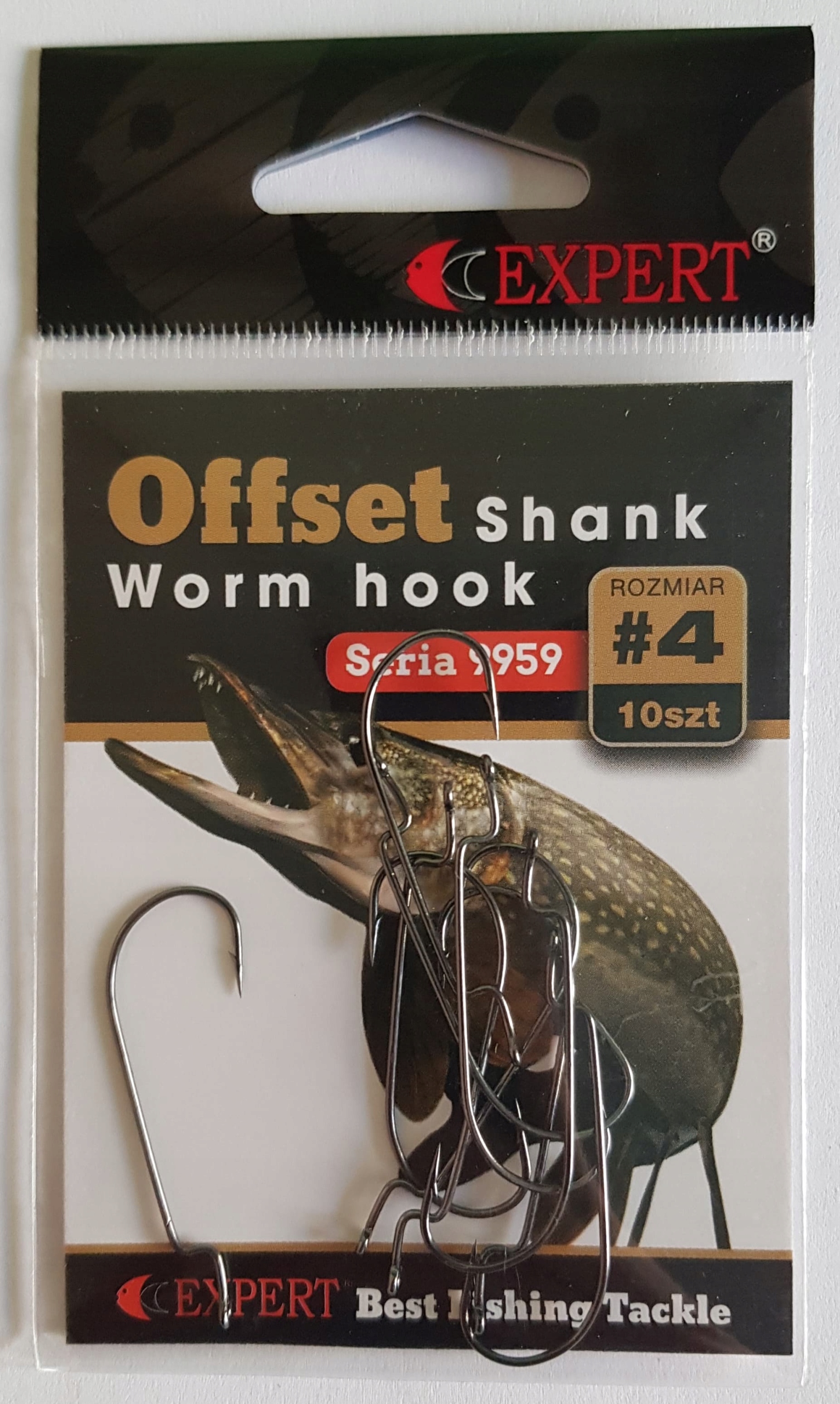 Haczyki Expert Offset Shank Worm 9959 nr 4 brązowy