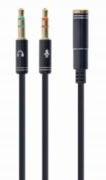Adapter audio stereo 2x3,5mm mini jack, 4PIN, 0,2m