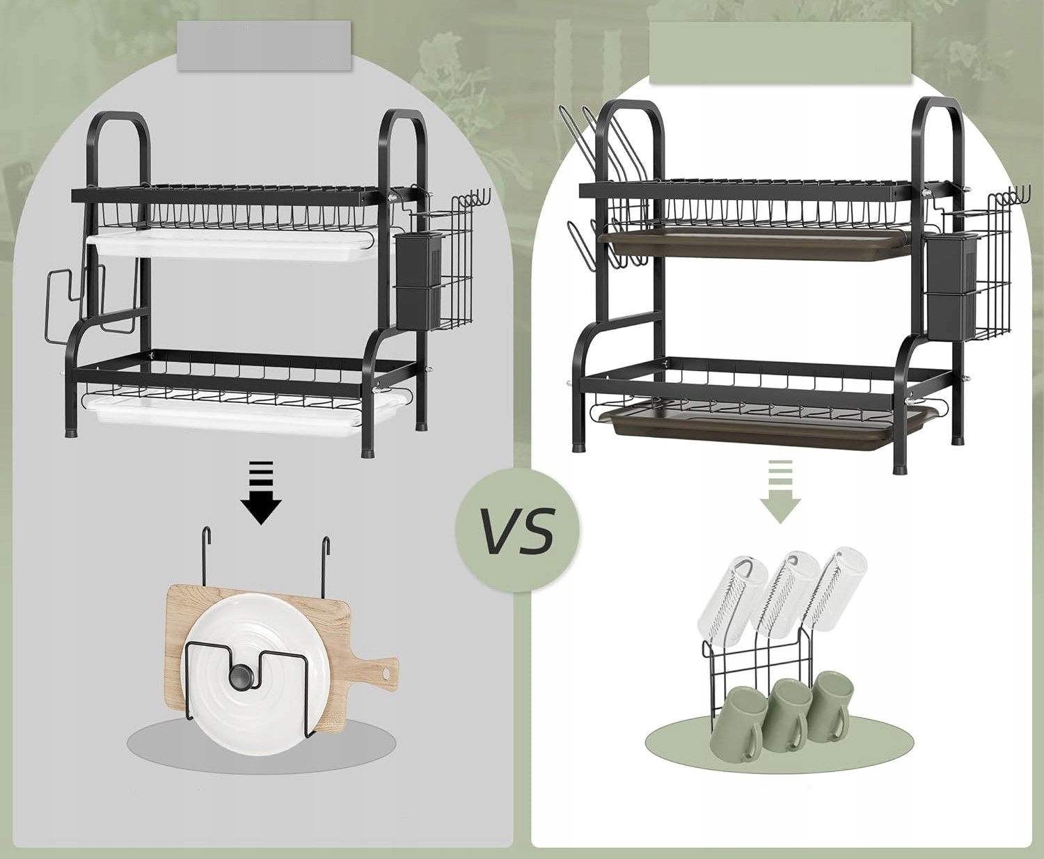 SUSZARKA DO NACZYŃ DWUPOZIOMOWA STOJĄCA CZARNA NIERDZEWNA METALOWA OCIEKACZ Kod producenta 2 bt eu nd