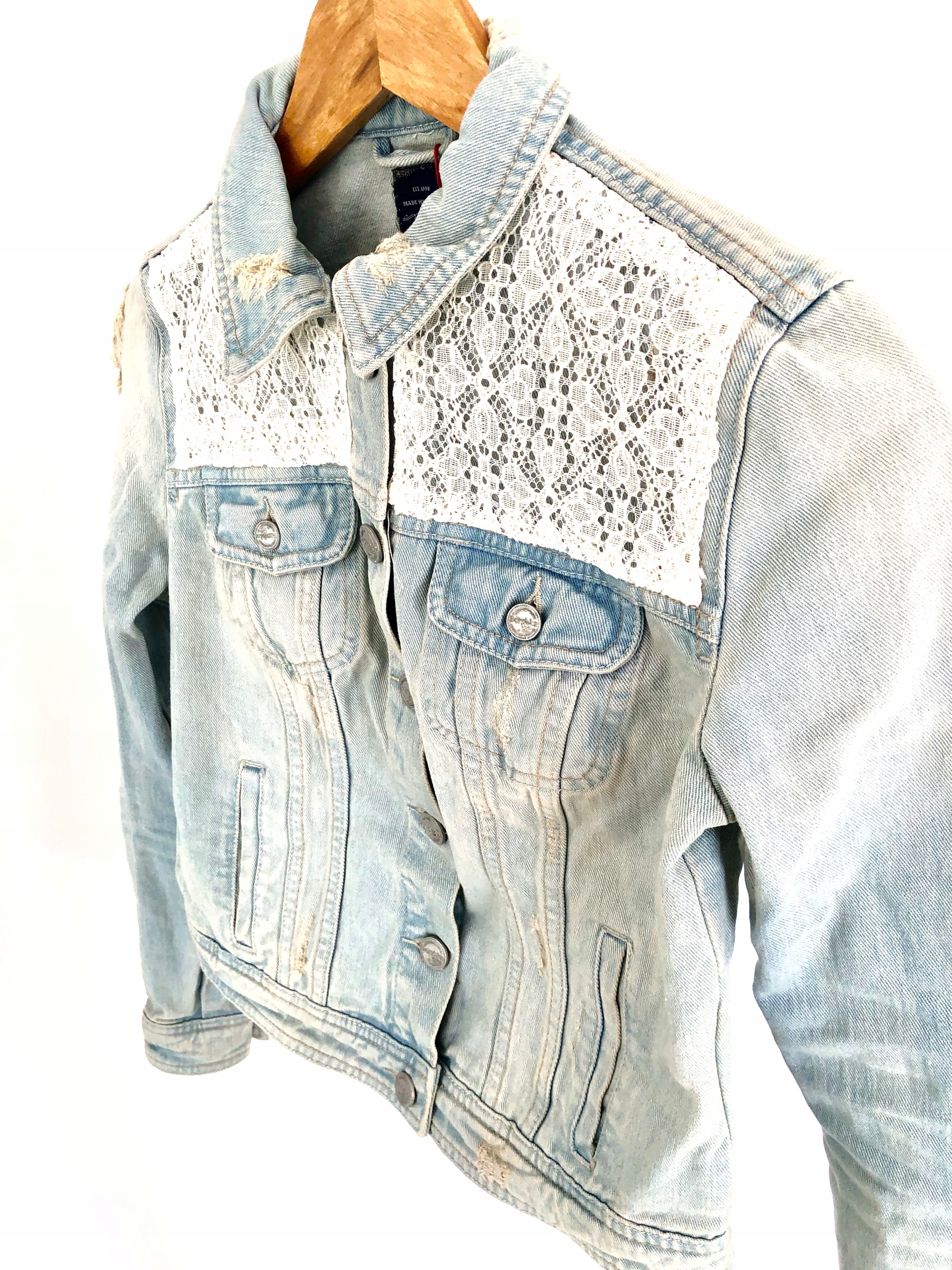 

Bershka Katana Kurtka Jeansowa Haft Koronka M 38