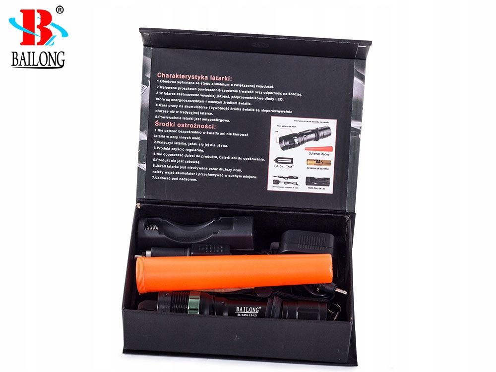 LATARKA TAKTYCZNA BAILONG ZOOM DIODA LED CREE XM-L T6 WOJSKOWA MOCNA Model 8455