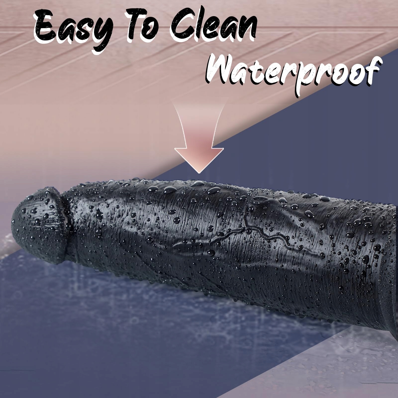 GIANT DILDO Silikonowy Czarny Dildo 30cm Dual Density z Przyssawką — miniatura 6