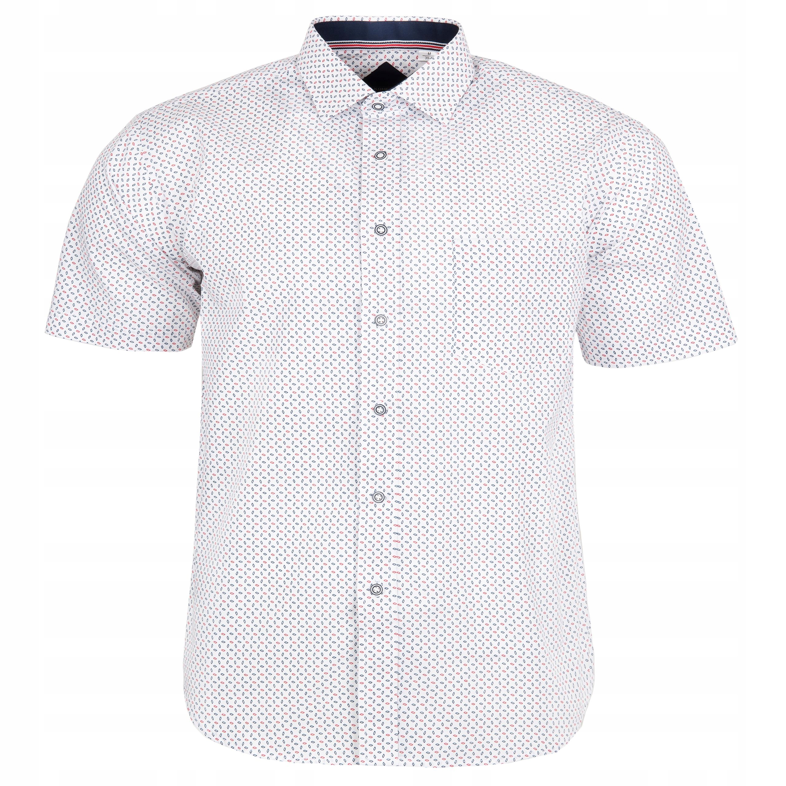 

Duża Koszula Męska Biała We Wzory 5XL 49/50 KW74KR