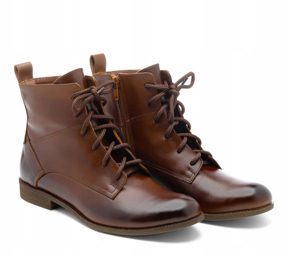 Hnědé Dámské Workery Kotníkové Boty Kožené Boty Butdam Lícové 37