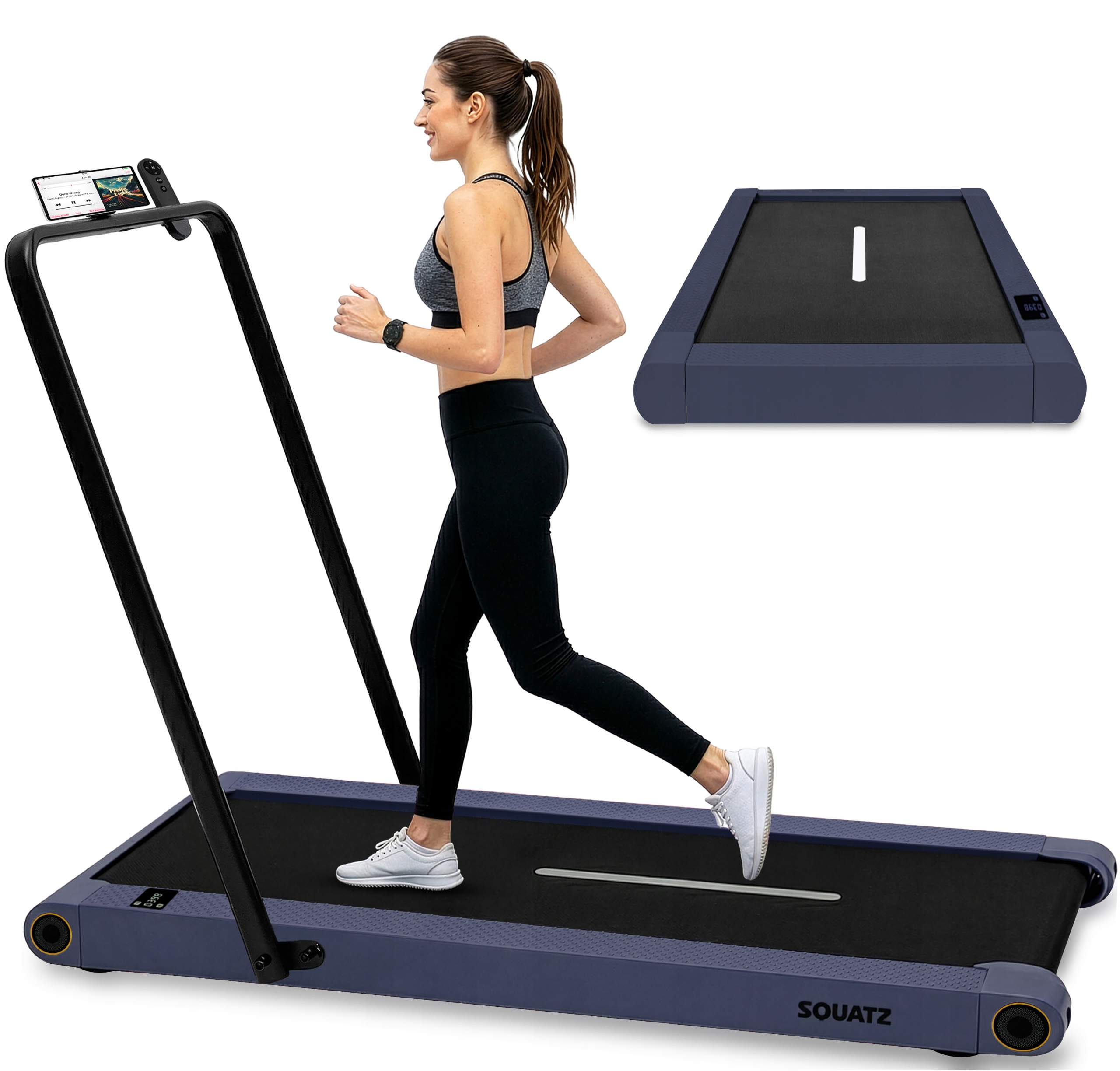 Elektrický Skládací Domácí Běžecký Pás S Vibrační Funkcí Walking Pad, Modrá Barva