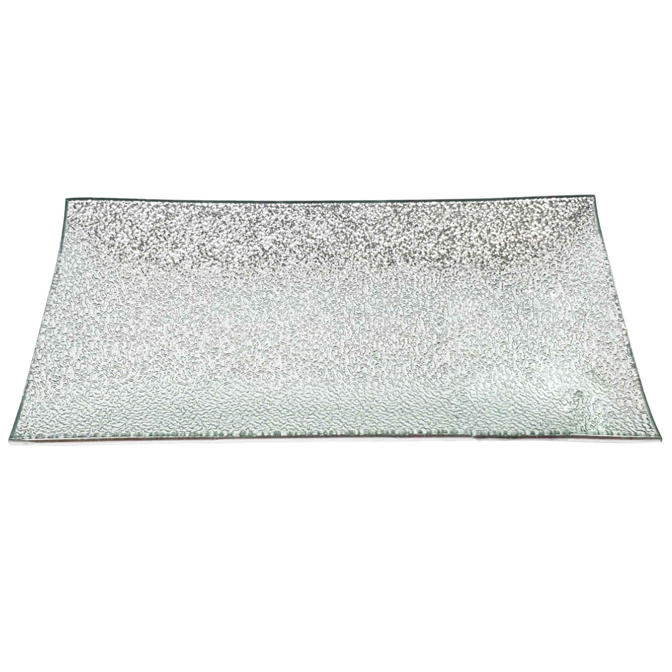 

Podstawka na świece Prostokąt szkło 33cmL srebrna