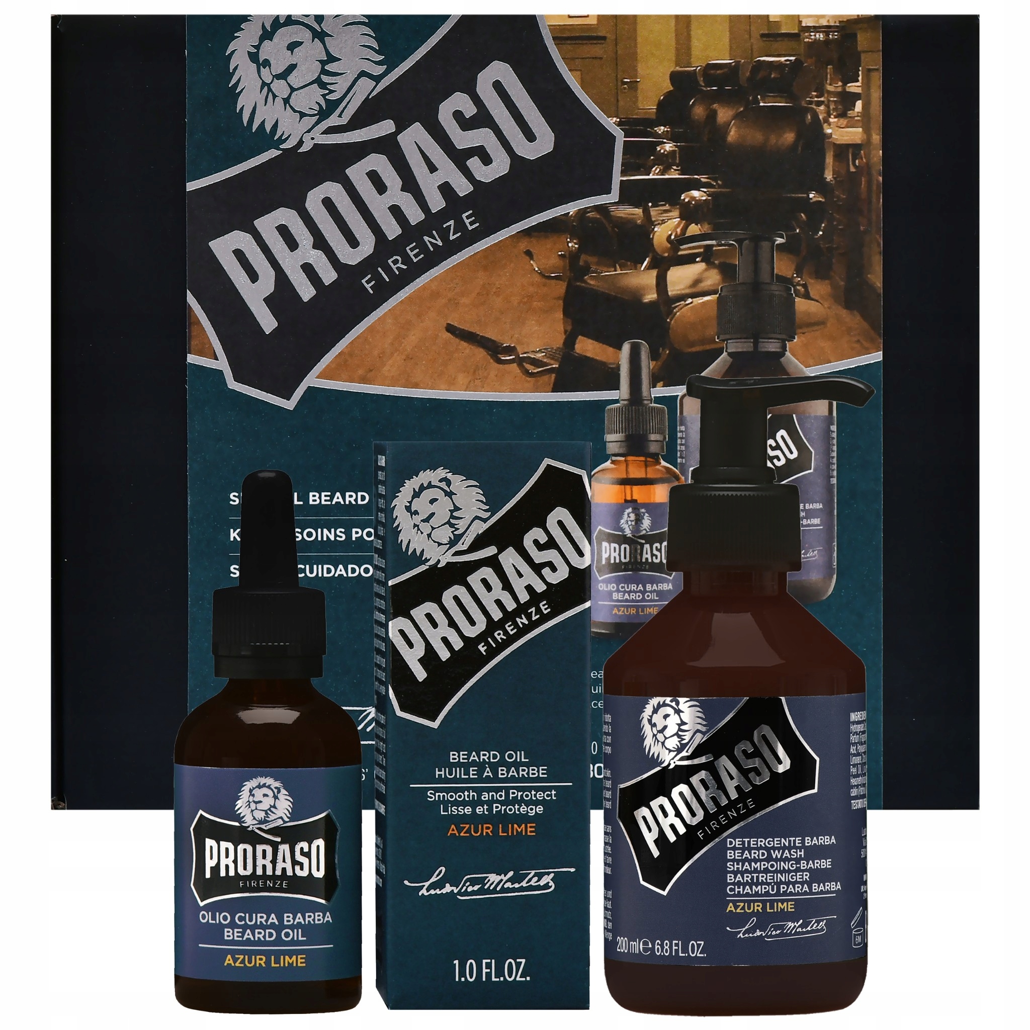 Sada Proraso Azur Lime šampon na vousy 200 Ml balzám 100 ml citrus svěží