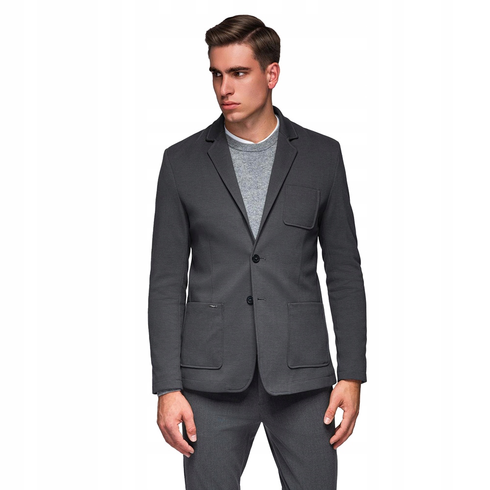 Pánské sako Slim s jemnou strukturou, grafitové V1 OM-BLZB-0101 S