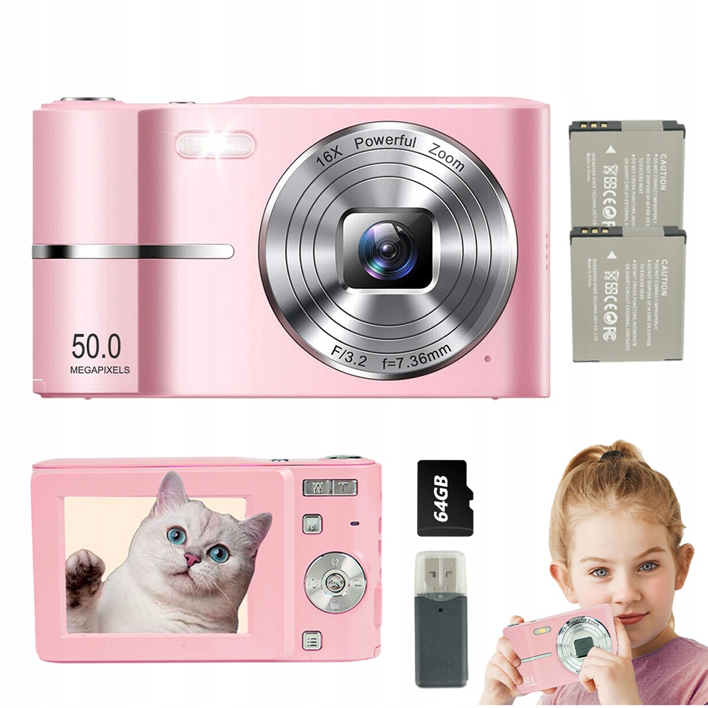 Digitální Fotoaparát 50 Mp 2.4 Palcový Zoom 16X Full Hd 1080P Antishake Přenosný