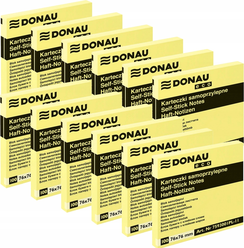 

Bloczek samoprzylepny 76x76 Donau Eco żółty x12