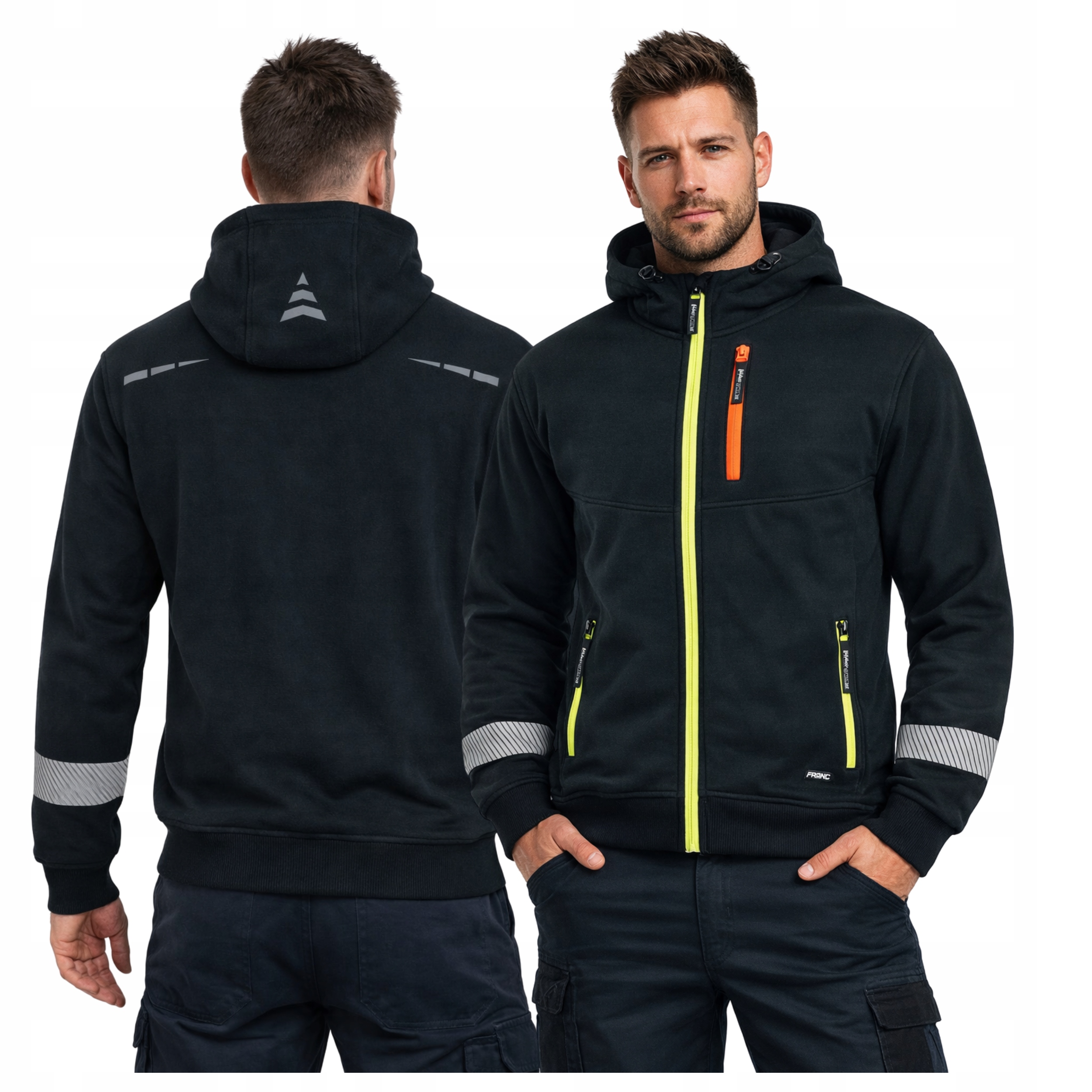 Mikina Pánská Pracovní Dresová Reflexní rozepínací Bozp s kapucí vel. L