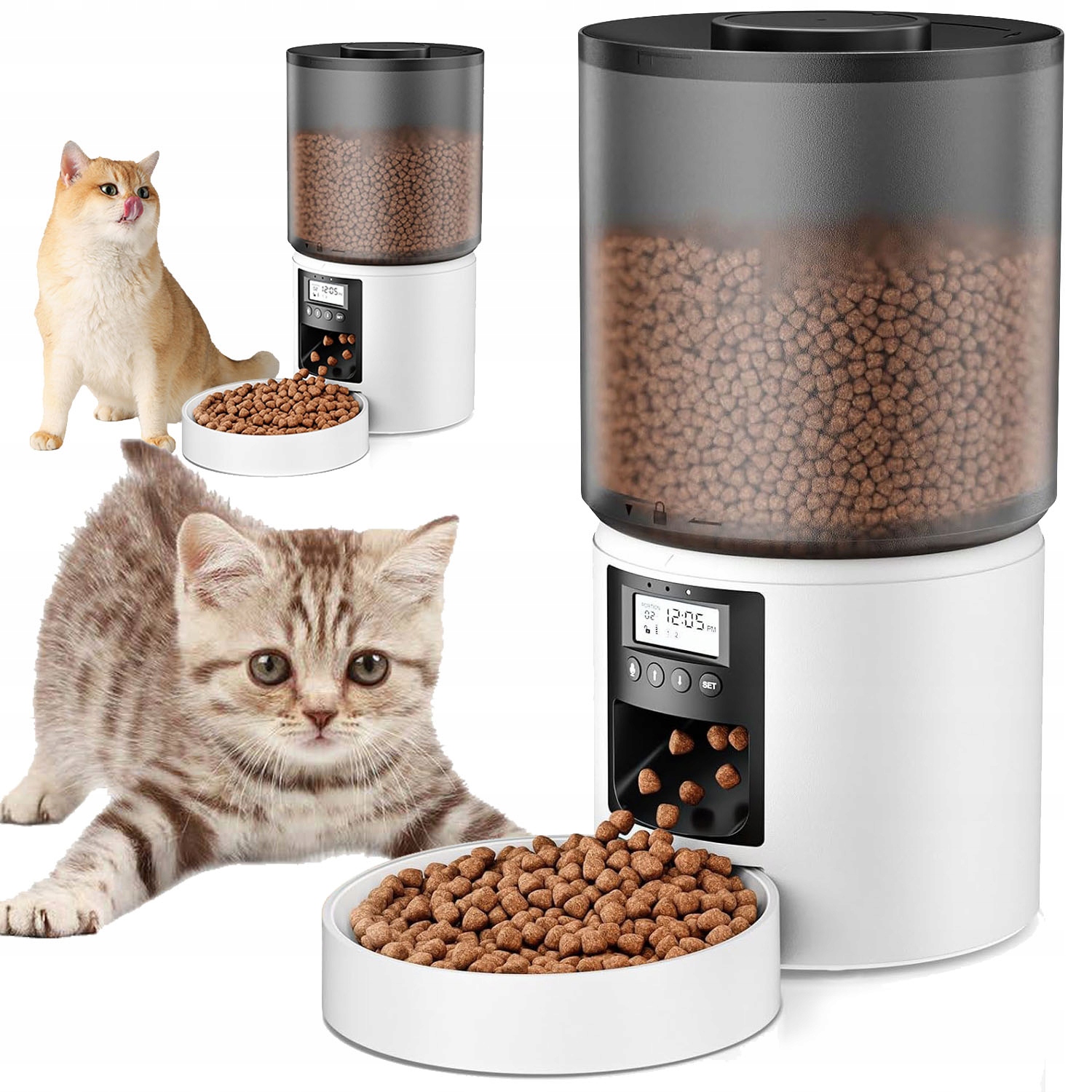 Levně 4 L Automatický Podavač Krmiva, Funkce Nahrávání 10 S Pro Kočky A Psy, Bílá Barva