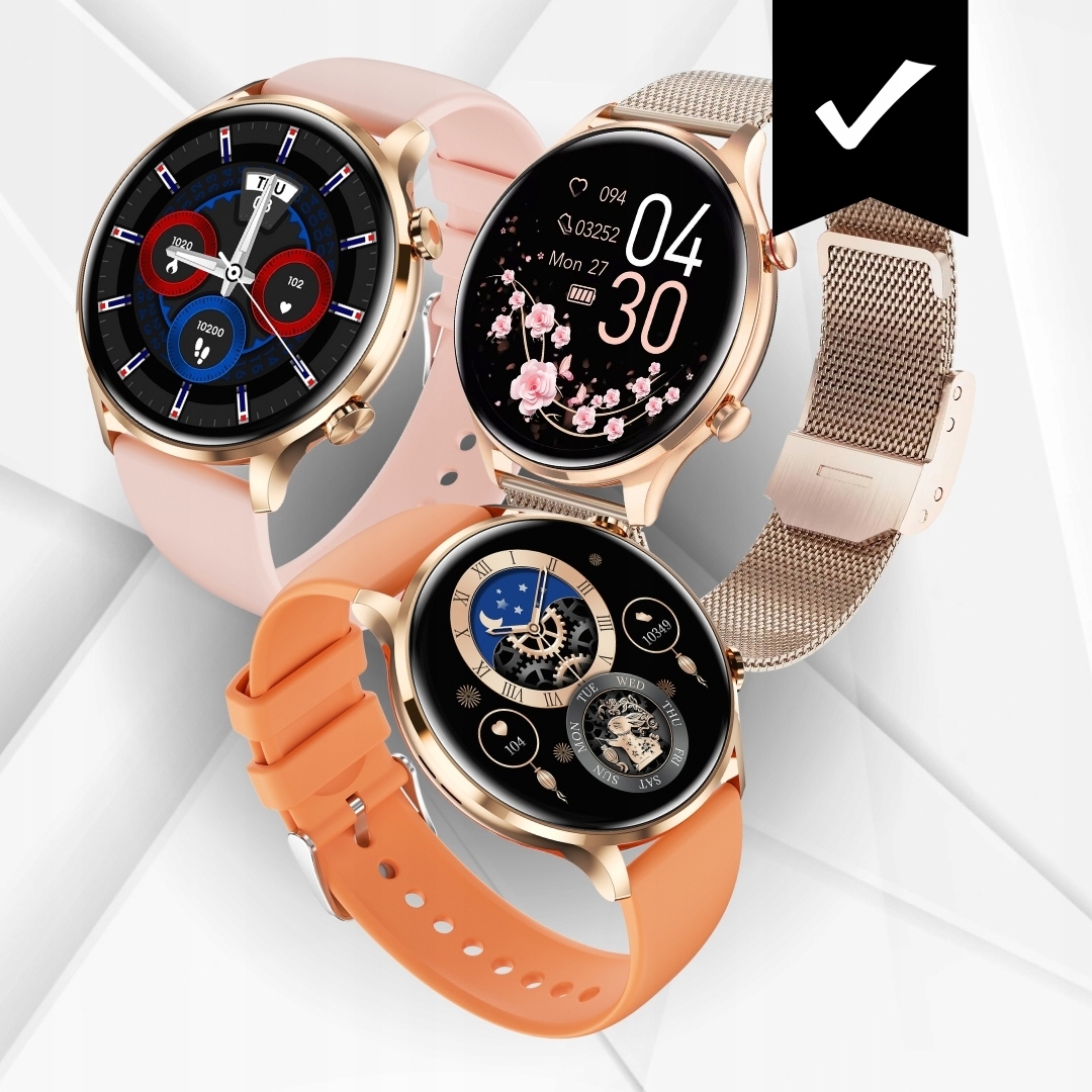 SMARTWATCH DAMSKI ZEGAREK WODOODPORNY PL MENU ROZMOWY SMART WATCH + 4 PASKI Model inny