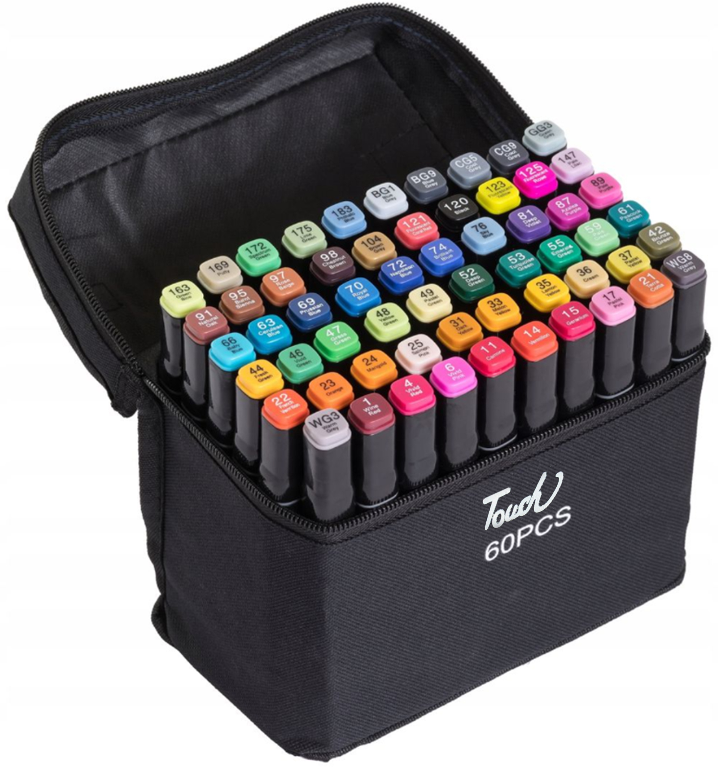 MARKERY ALKOHOLOWE DWUSTRONNE ZESTAW 60SZT + TORBA