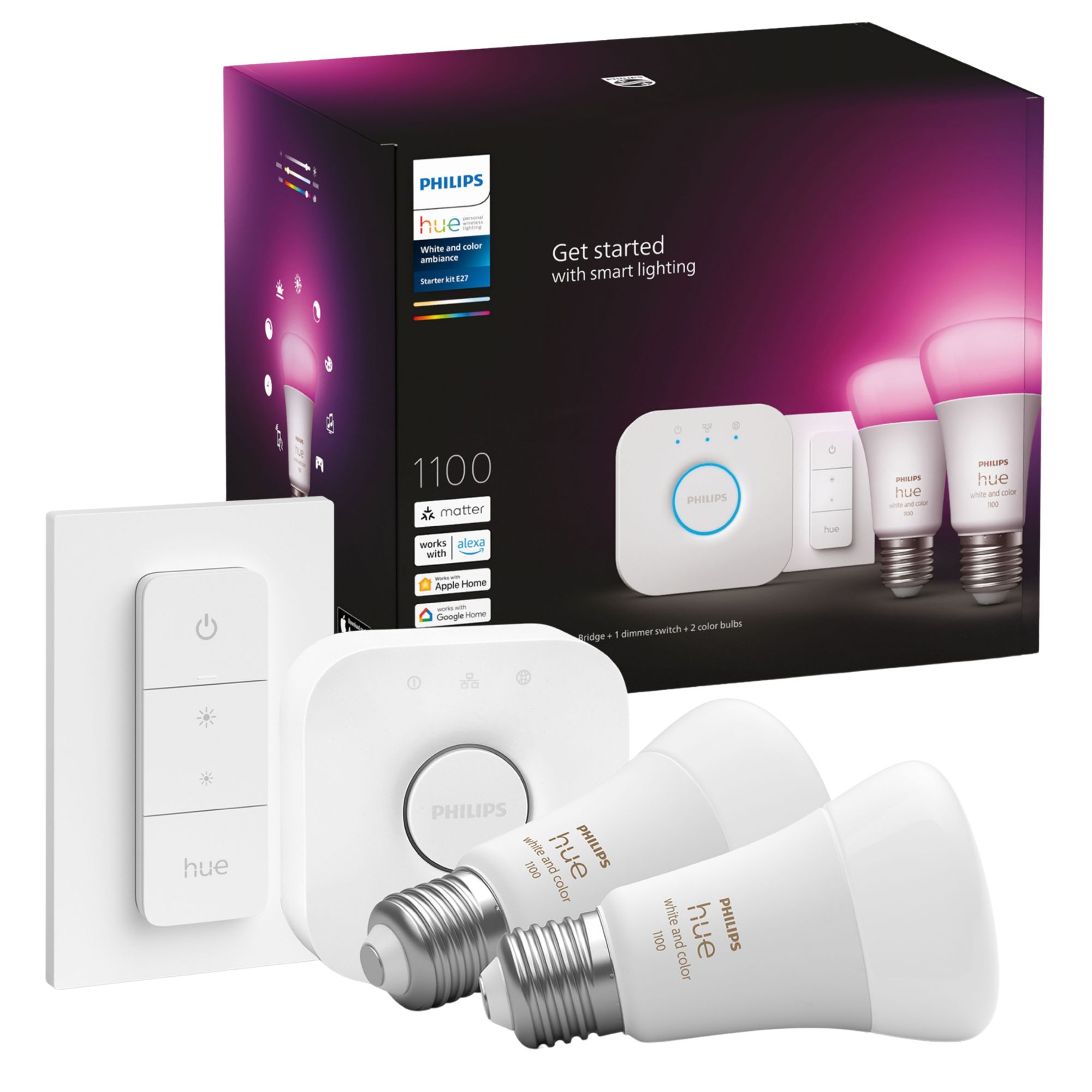 Inteligentny zestaw Philips Hue W&c żarówka E27 1100 lm 2 szt. regulator