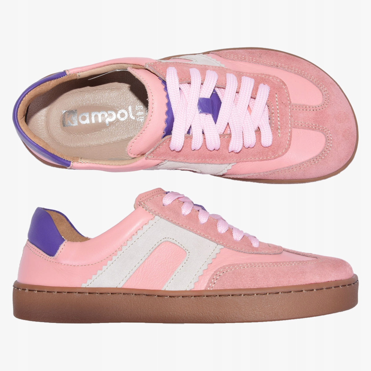 Buty Damskie Barefoot Skórzane Minimalistyczne Szerokie Różowe Kampol 40