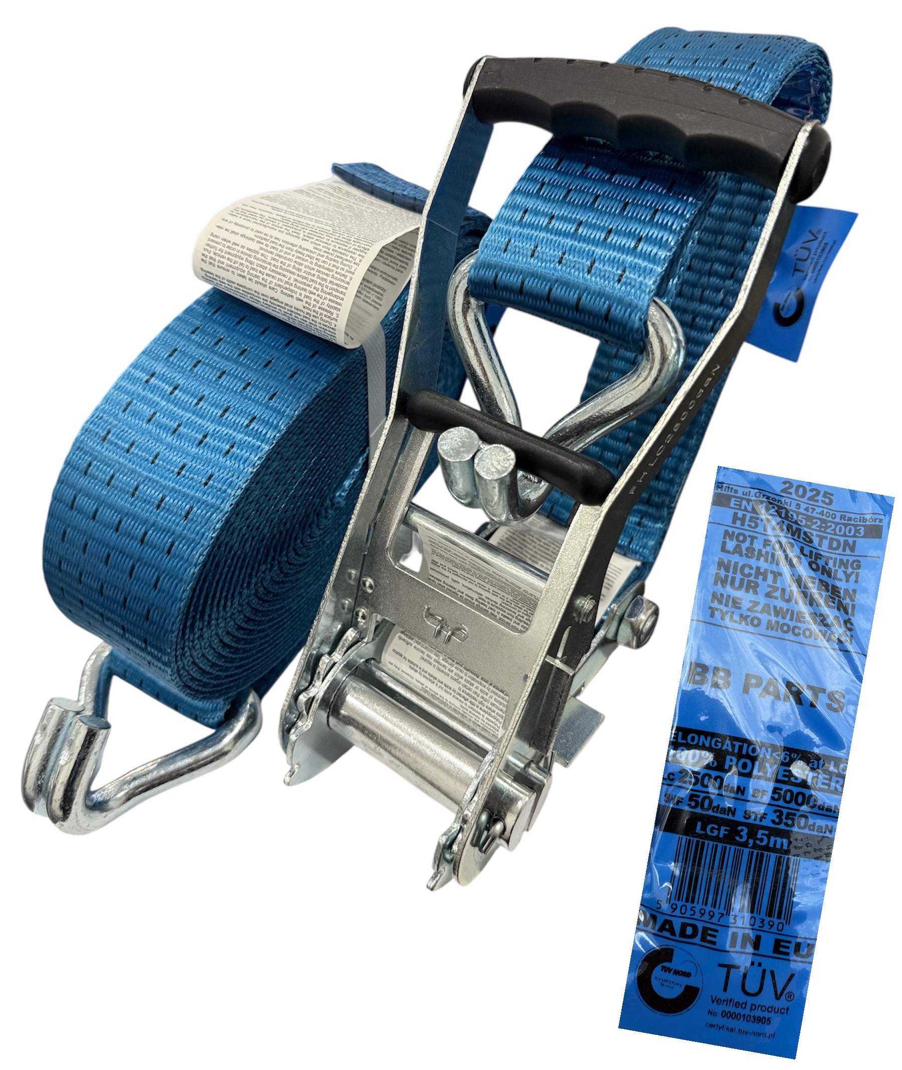 Pas Transportowy 4m 50mm 5t pasy transportowe komplet napinacz Tuv 2025