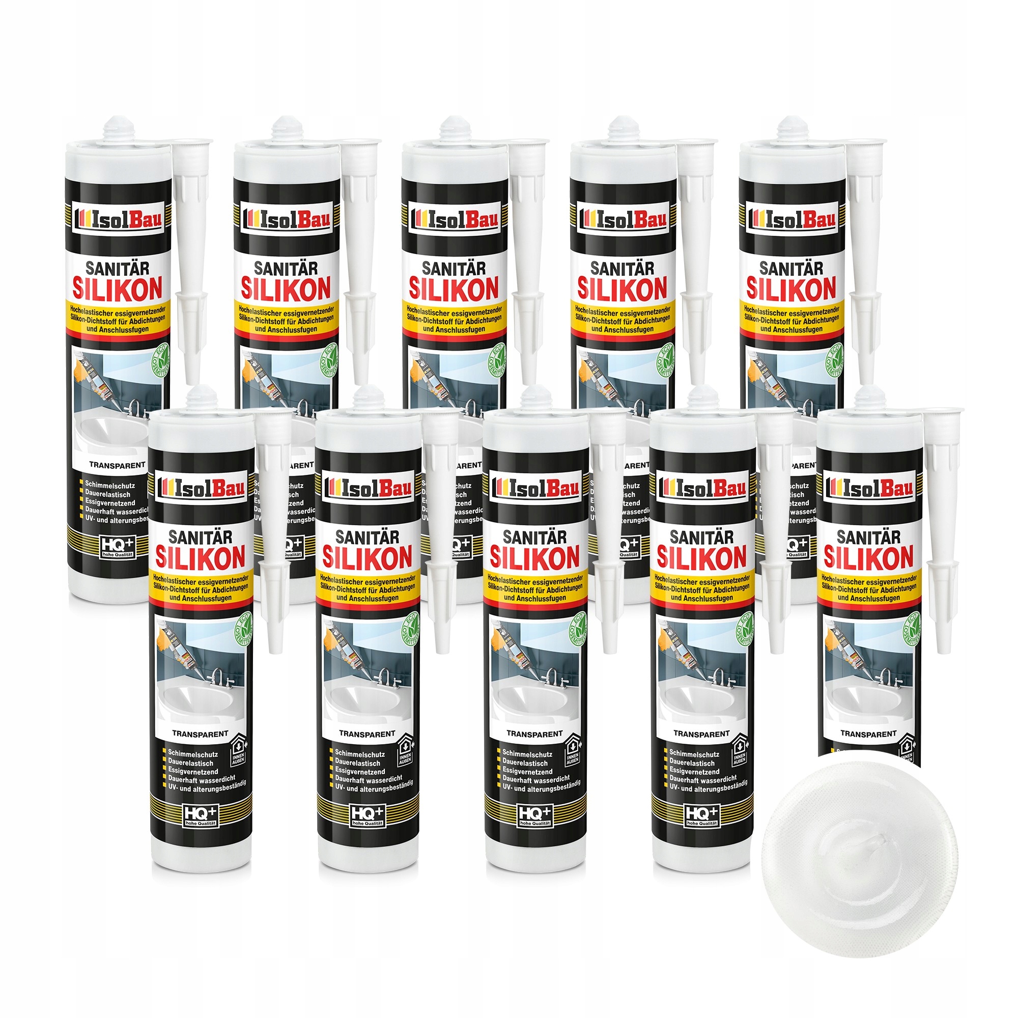 Sanitární silikon Transparentní IsolBau 12 x 300 ml Odolný vůči plísním