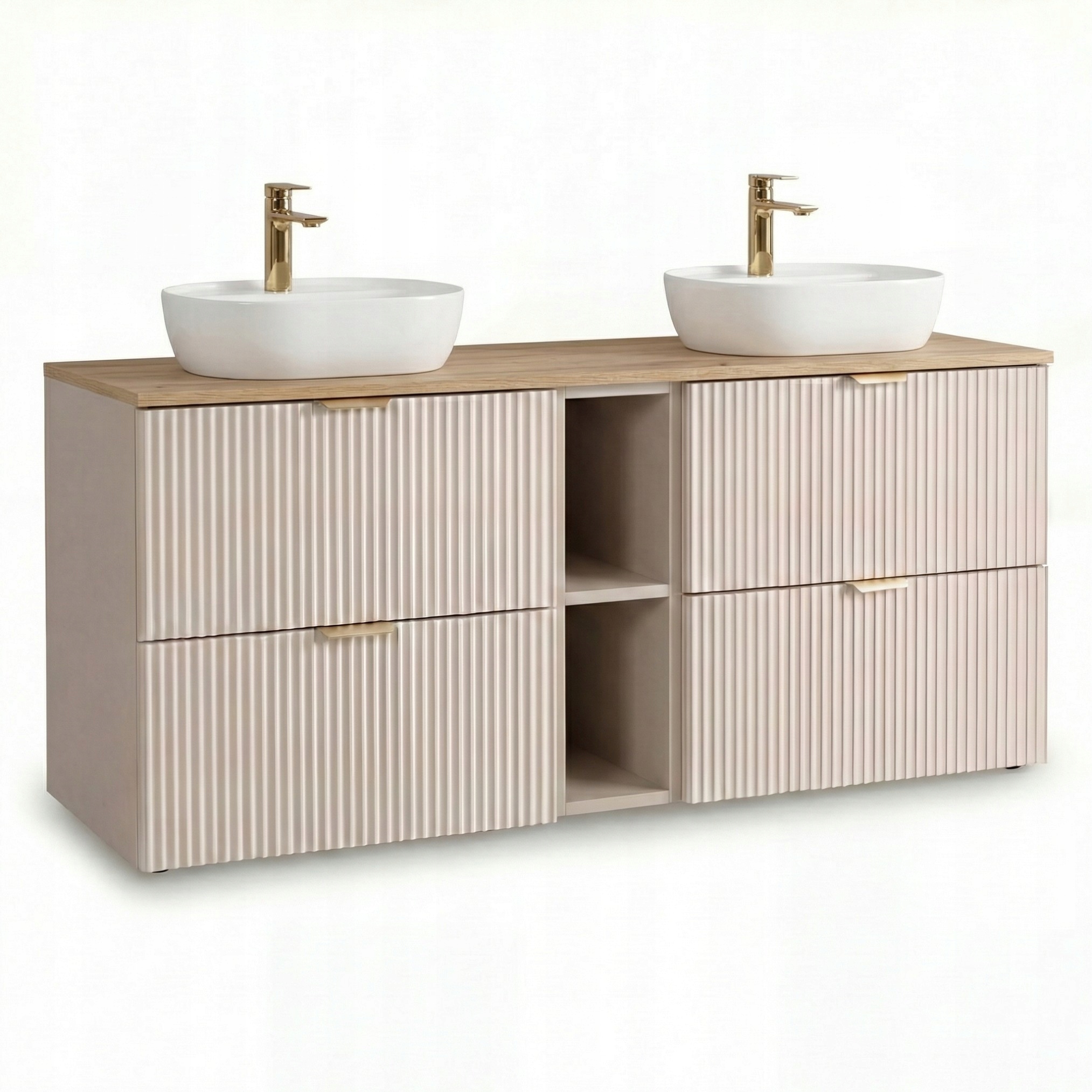 Sada koupelnového nábytku 140 cm s regálem Kašmír 2 umyvadla Willy