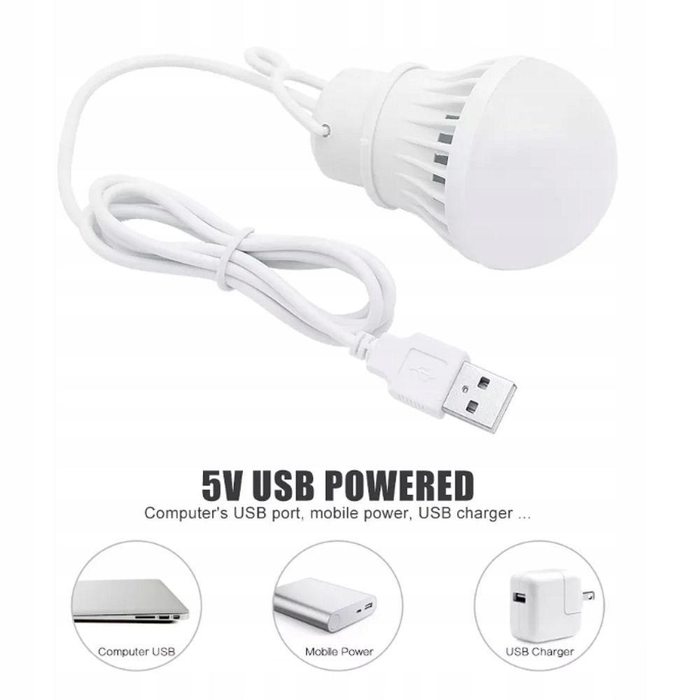 Żarówka LED na USB światło białe 5W kabel 1m 350lm Rodzaj brak informacji