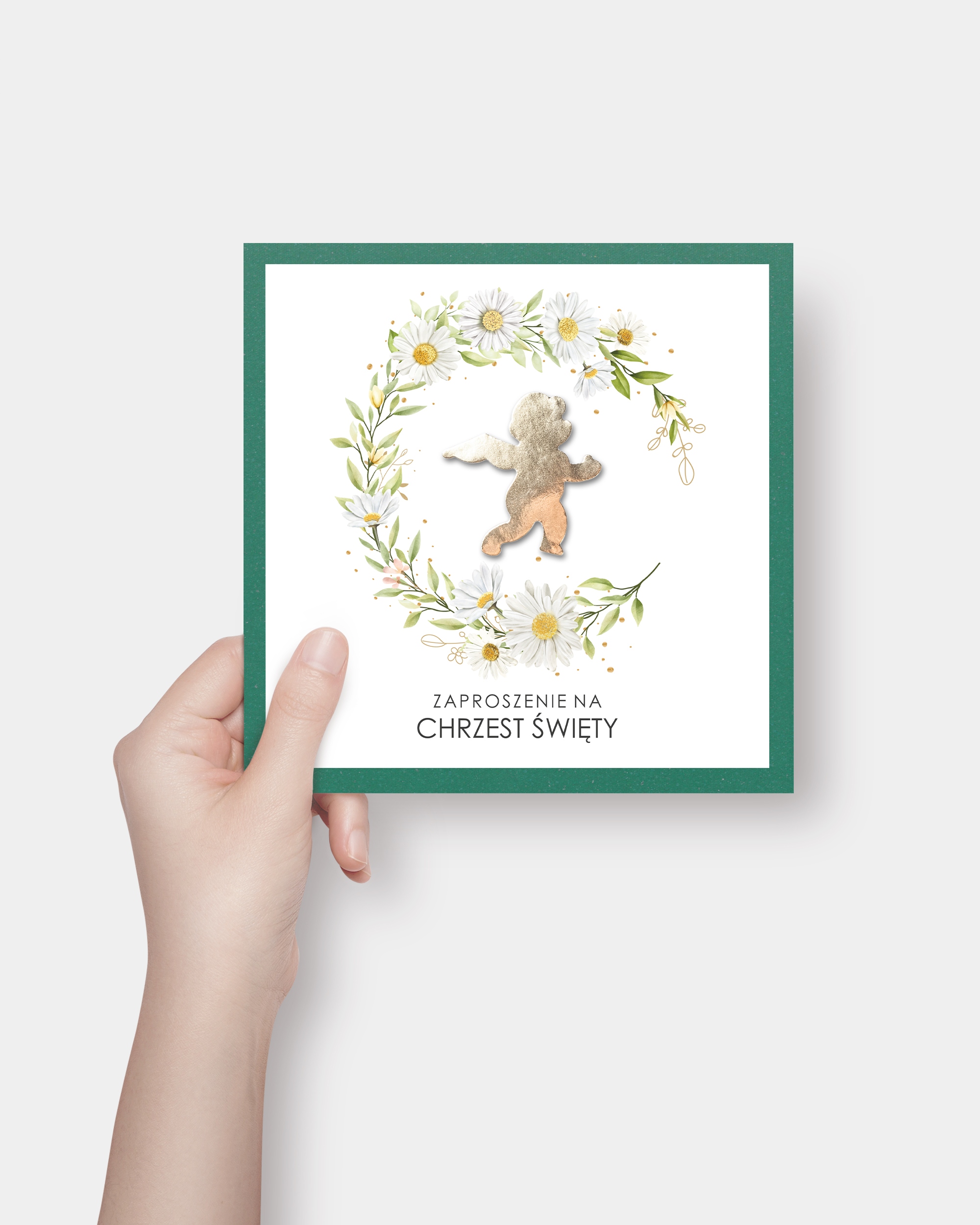 Zaproszenie na chrzest personalizowane z kopertą „Fly Around Daisy” Marka bez marki