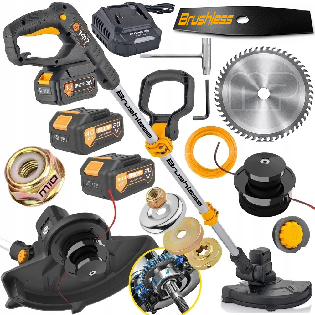 aku vyžínač Bezkartáčová Majster Pro MP1417 nůž