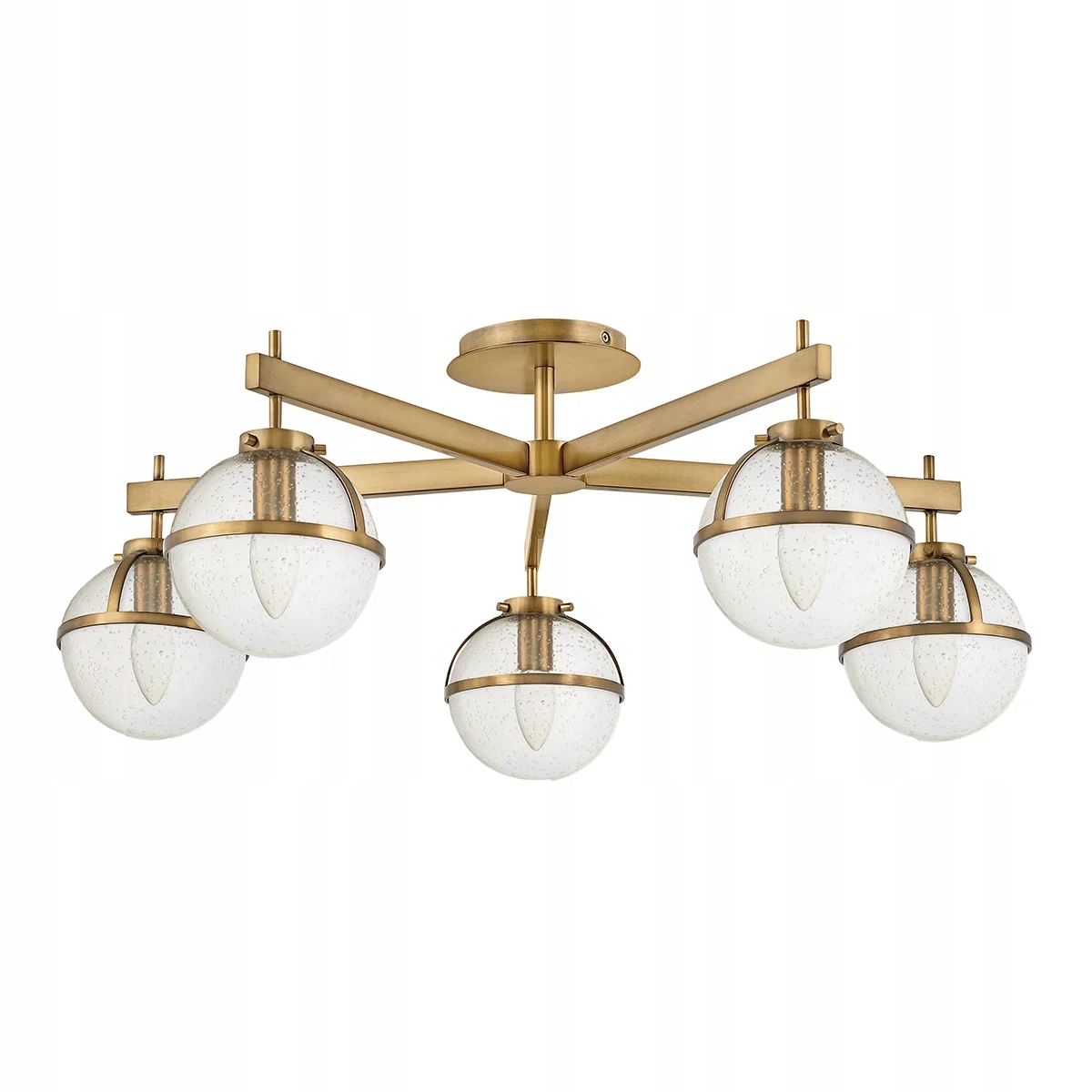 Mosadzná stropná lampa so sklenenými guľami loft 5 bodov IP44 Hinkley
