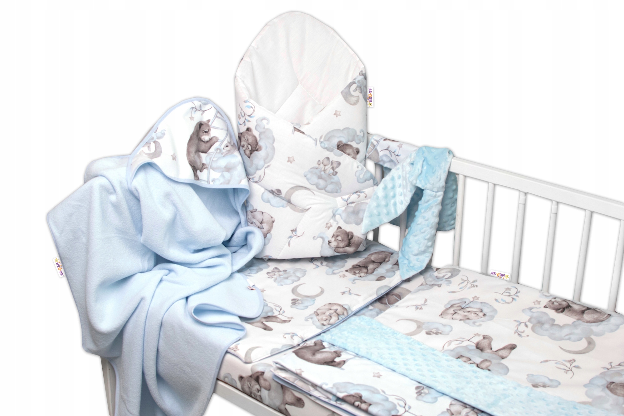 6D dielna výhod. ada s darčekom pre bábätko,120x90 Zvieratká na mráčiku, modrá