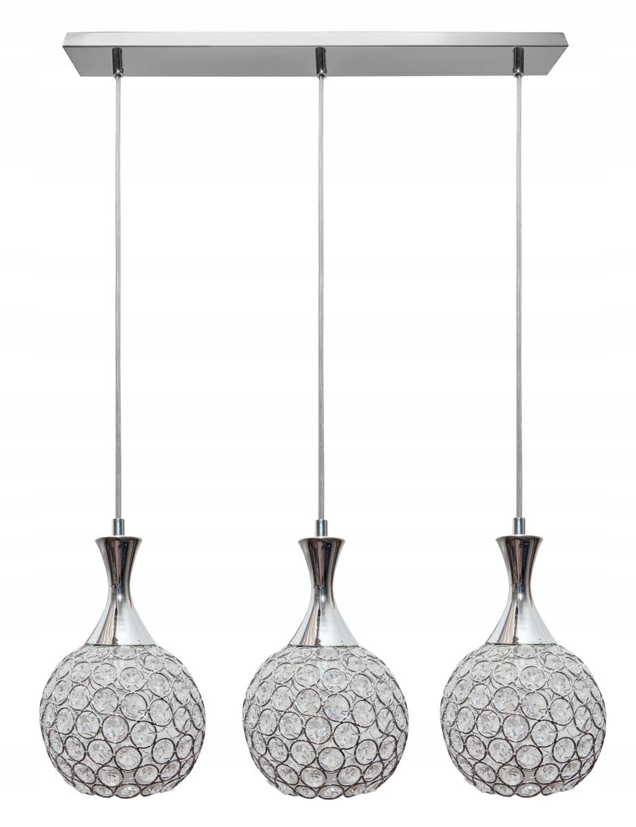 Kryštálová závesná stropná lampa Crystal VII 3xE27 kolík s kryštálikom, previs chróm
