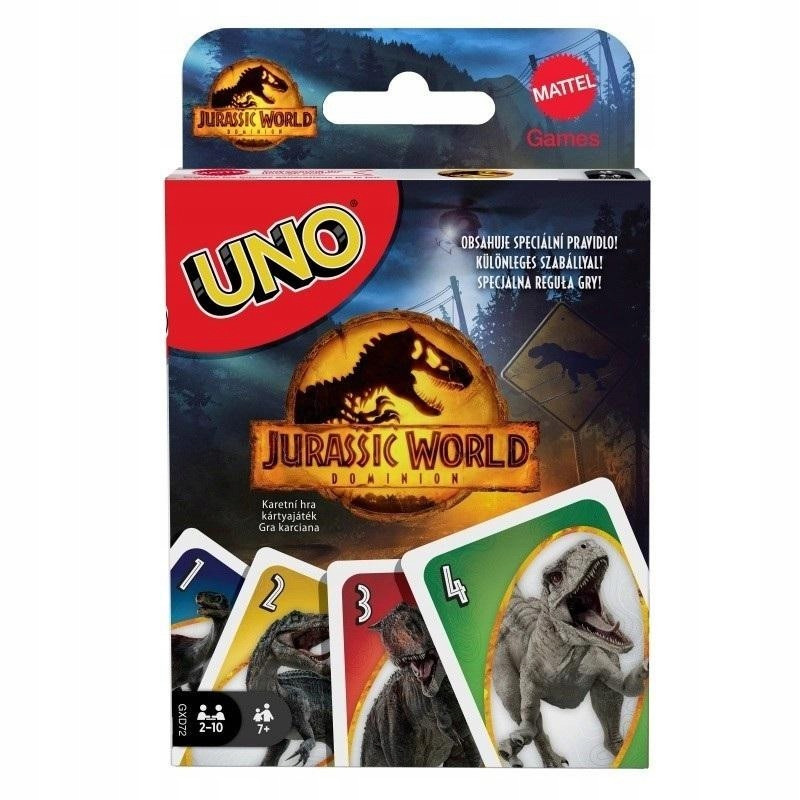NAJLEPSZA Dziecięca KARCIANKA Fajna FAMILIJNA ROZGRYWKA Uno Jurassic World Waga produktu z opakowaniem jednostkowym 0.2 kg