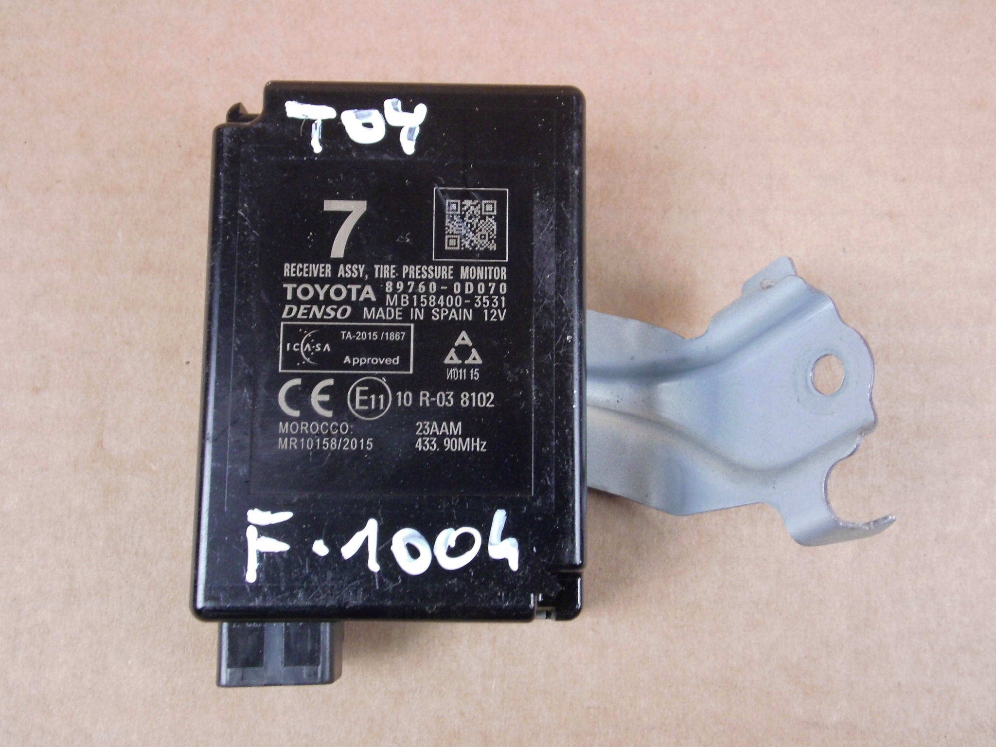 Toyota Yaris III computer modulo Centralina pressione w oponach 89760-0D070