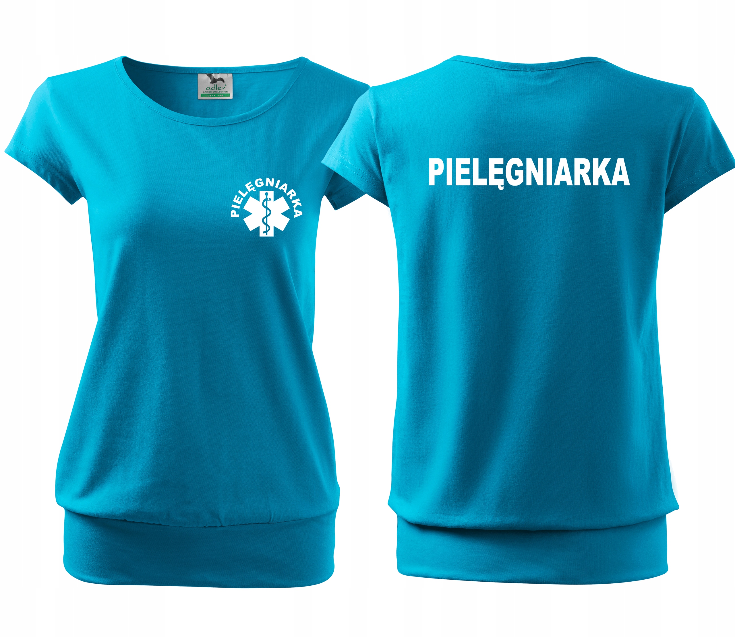 koszulka PIELĘGNIARKA damska nadrukiem eskulap S